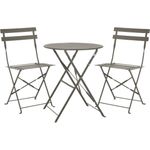 SVITA Balkonmöbel Bistroset Stuhl Tisch Garten Bistro Cafe Metall Klappmöbel Taupe