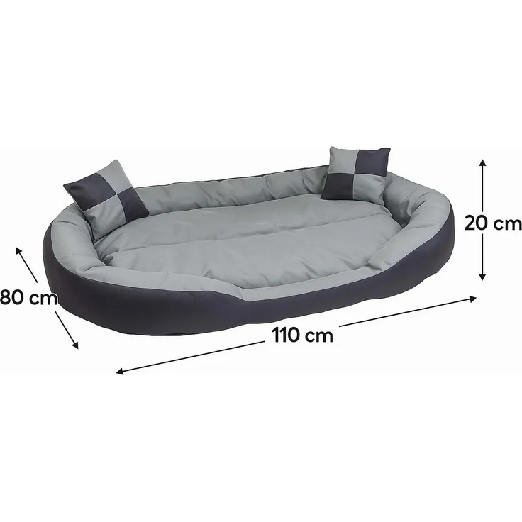 Hossis Wholesale Hundebett Grau Größe L 110 x 80 x 20 cm | Kuscheliges Hundesofa mit Wendekissen | Waschbar & abwischbar | Bequemes Hundekörbchen mit Zierkissen | Ideal für große Hunde – Bild 7