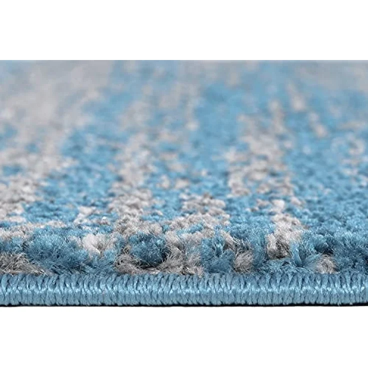 Vimoda Teppich Meliert Kurzflor Wohnzimmer Türkis Weiß Uni, Rechteckig, Höhe: 10 mm, Teppich retro, Wohnzimmer, Schlafzimmer & Flur – Bild 5