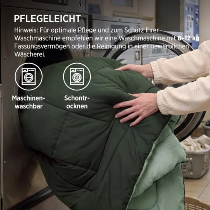 BEDSURE Bettdecke Ohne Bezug 155x220 - Winterdecke Extra Warm 450GSM | Winterbettdecke Mit integriertem Bezug Für Allergiker Waschbare Winter Dicke Bettdecken Oeko-TEX Zertifiziert, Bronzegrün – Bild 5