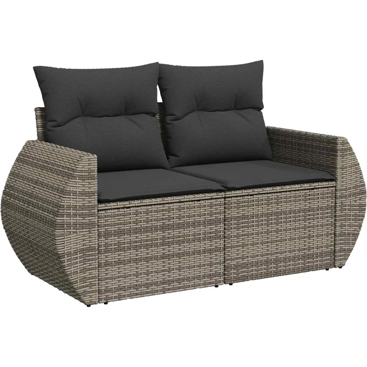 vidaXL Sofa Set 8 stk. Grau und Dunkelgrau Polyrattan und Stahl 3448438 – Bild 3