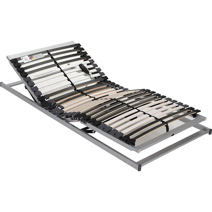 BeCo Lattenrost, Luxus E-Move, elektrischer Lattenrost, 90x200 cm, 28 Federholzleisten, komplett montiert, Kopf-und Fußteil verstellbar, TÜV geprüft, Made in Germany