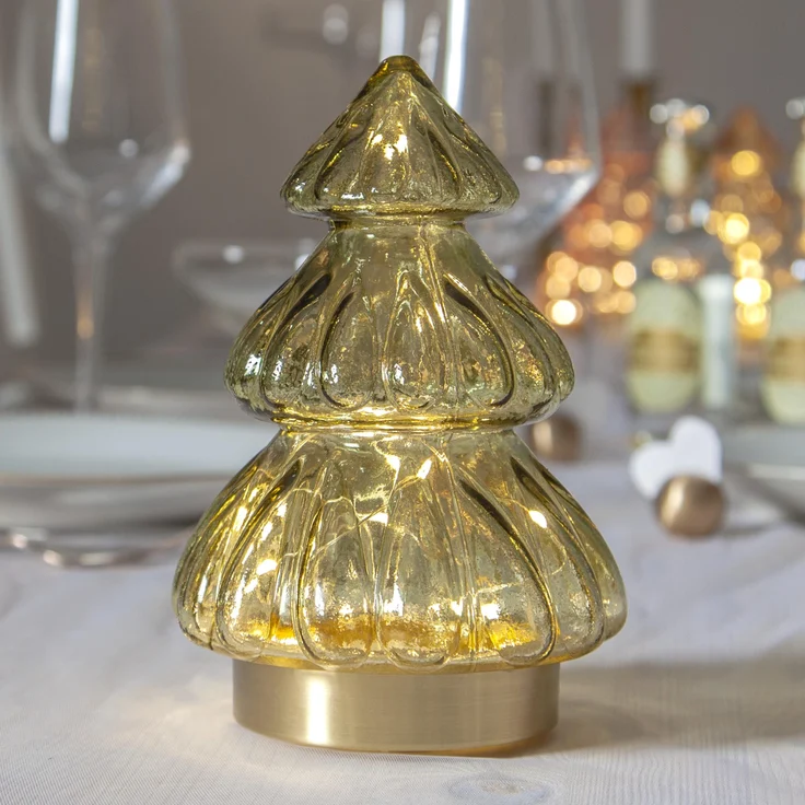 LED Tischleuchte ,Abete aus Glas, Tannenbaum, Batterie, grün, H 18cm – Bild 2