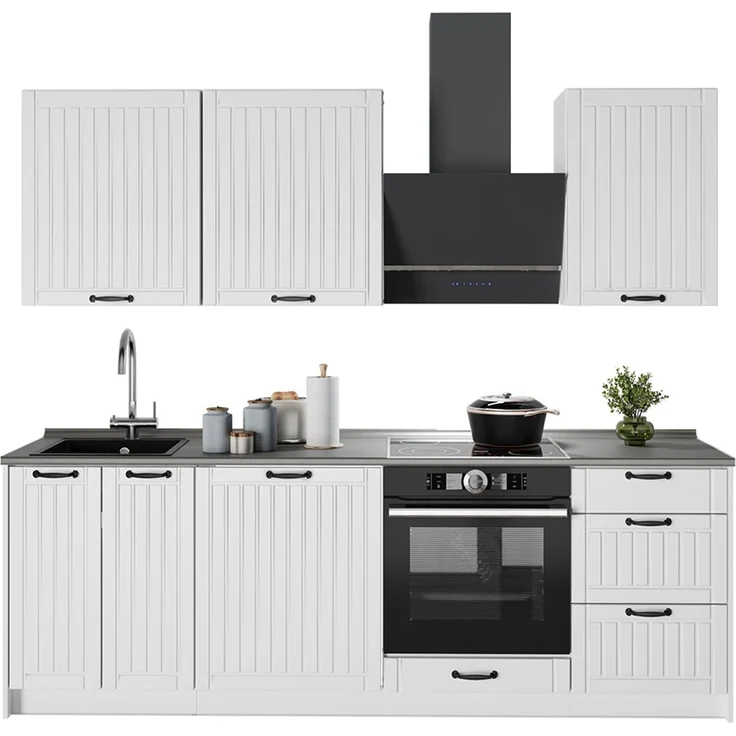 Küchenzeile Fame-Line Weiß Landhaus/Weiß 230 cm, AP Anthrazit Vicco – Bild 5