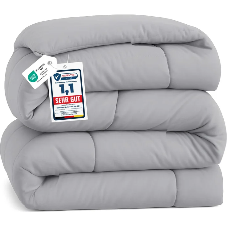 BEDSURE Bettdecke 155x220 Winterdecke 450gsm - Warm Winterdecke 155x220 cm für Winter, 220x155 Waschbar Dicke Winterbettdecke, Grau – Bild 1