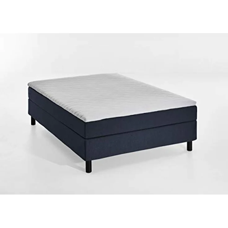 Atlantic Home Collection Happy Boxbett ohne Kopfteil, 7-Zonen Taschenfederkern- Matratzen, Härtegrad H3, Stoff, Blau, 140/200 cm, Liegehöhe ca. 58 cm – Bild 3
