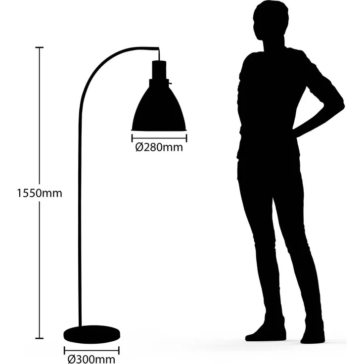 Lindby Stehlampe Trebale, Metall, Schwarz IP20, 1 x 60 W – Bild 7