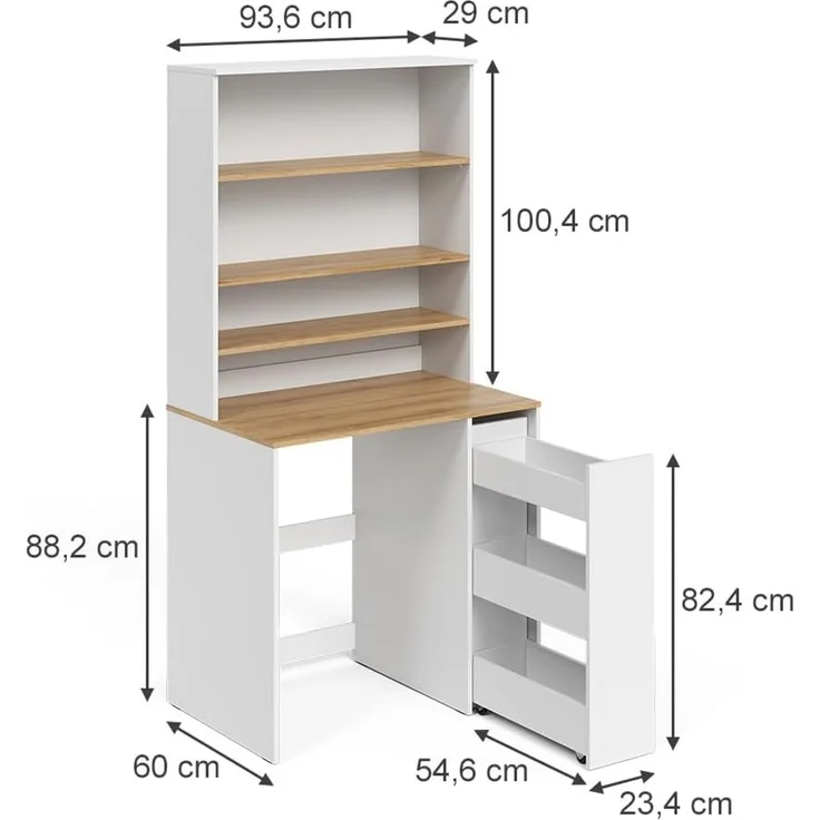 Waschmaschinenschrank Viktor Weiß/Artisan-Eiche 93.6 x 88.2 cm 2 Teile mit Rollregal Vicco – Bild 2