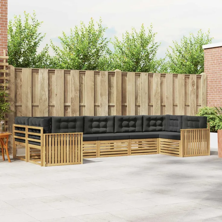vidaXL Outdoor-Sofagarnitur 7 stk. 7-Sitzer Weiß und Anthrazit 3391082