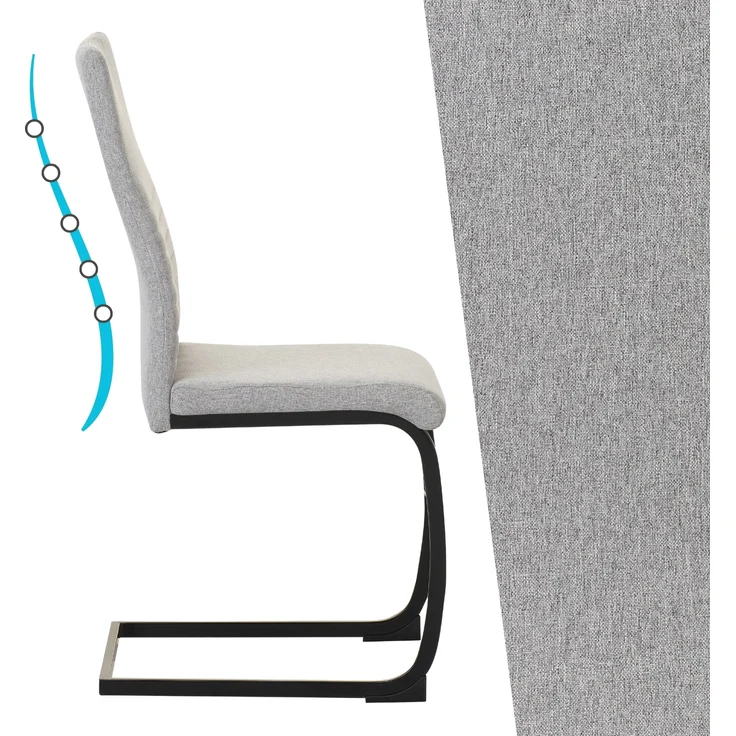 ALBATROS Freischwinger Stuhl TURANO 4er Set, Grau - Esszimmerstuhl Schwingstuhl mit Modernem Design, Stoff-Bezug, Dicke Polsterung - Küchenstuhl, Polster-Stuhl Esszimmer, Esstisch Stuhl – Bild 6