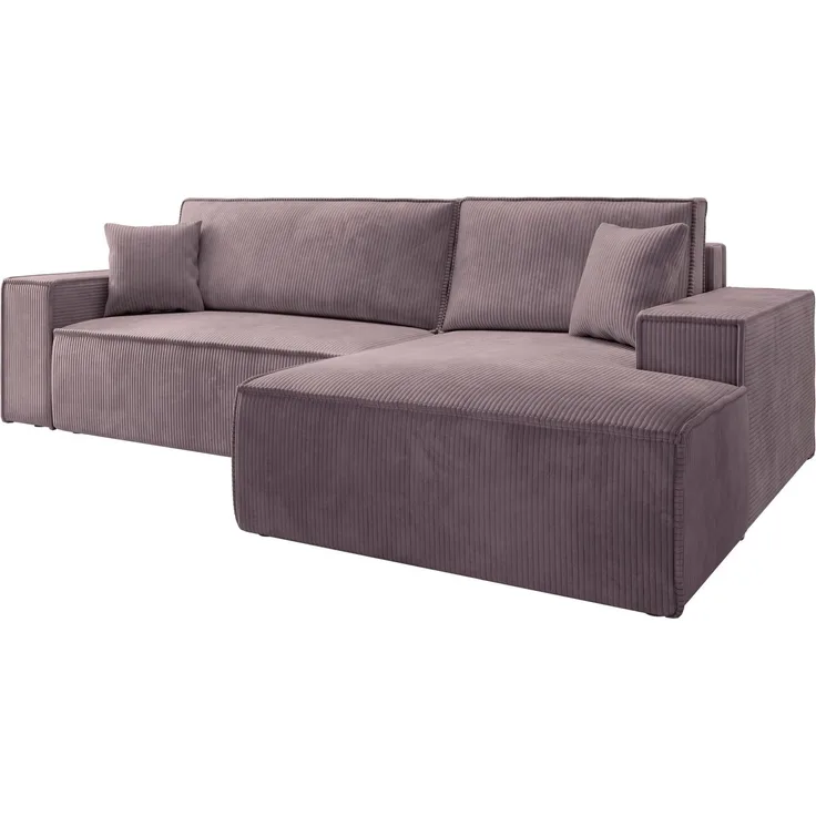 Selsey 'Farese New' Ecksofa mit Cordbezug, Schlaffunktion und Stauraum, Rosa, rechts