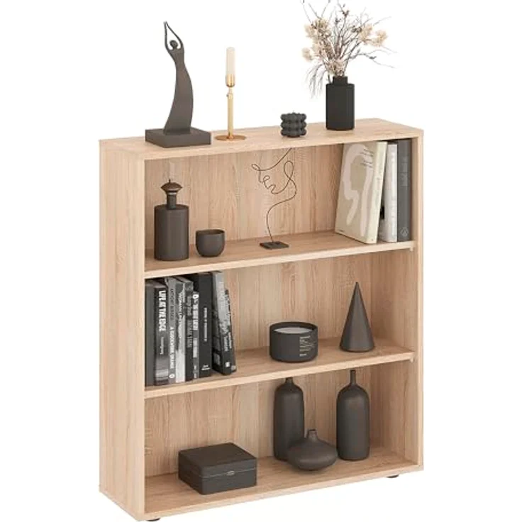 KOMTO Bücherregal Lumo 80 cm breit Regal mit 3, 4, 6 Ebenen und Höhenverstellbare Regale, Aufbewahrungsregal Bookshelf Weiß – Bild 6