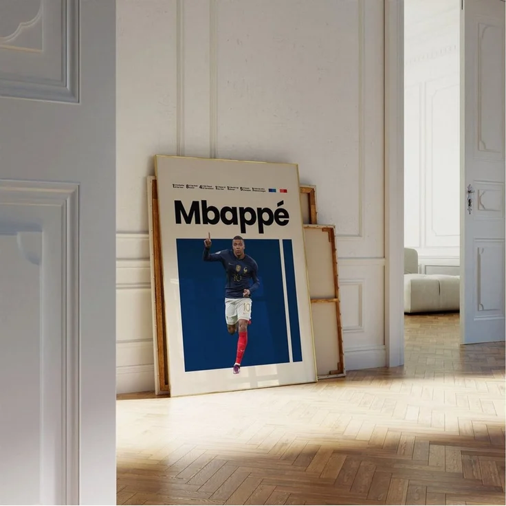 JUSTGOODMOOD Poster Mbappe Ronaldo Messi Neymar Fußball Minimalistisch Mid Century Modern, Neymar (1 St) – Bild 4