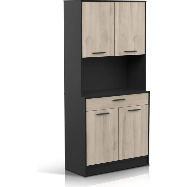 habeig Küchenbuffet Küchenregal Küchenschrank Eiche Küchenmöbel Singleküche 176x84cm besonders schwere und robuste Ausführung