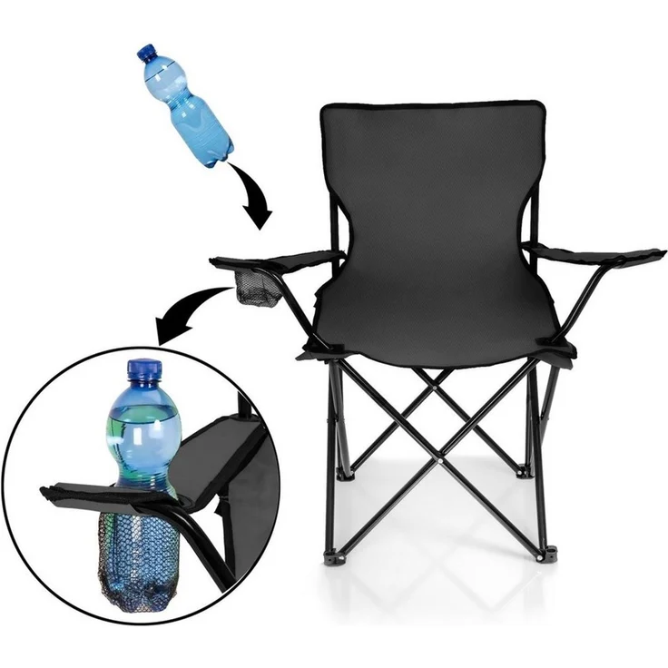 BigDean Campingstuhl Faltstuhl Campingstuhl Anglerstuhl Getränkehalter Klappstuhl (Packung, 1 St), Schwarz, Klappbar, Getränkehalter, Tragetasche – Bild 4