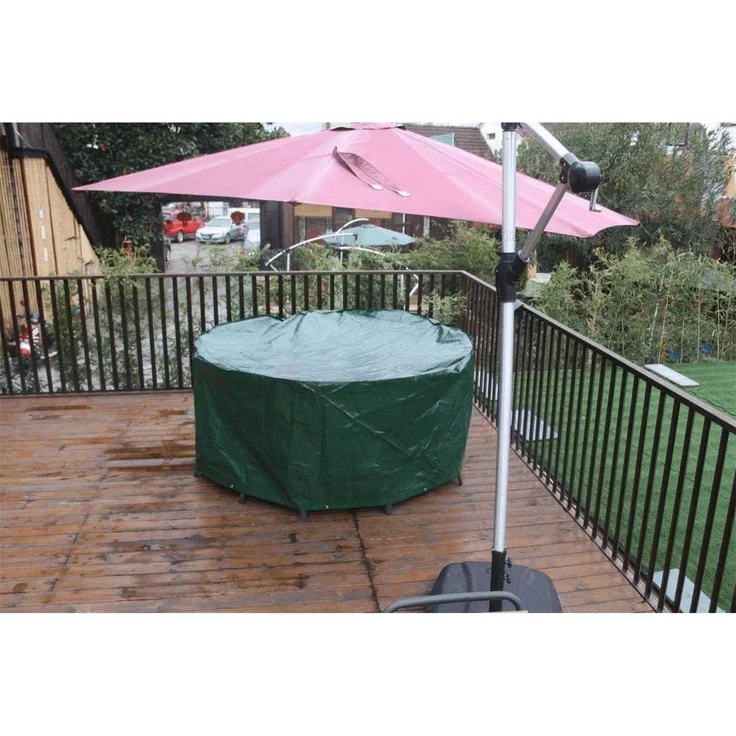 Gartentischabdeckung wasserdicht Polyethylen 250x90 rund 250x90cm Grün – Bild 8