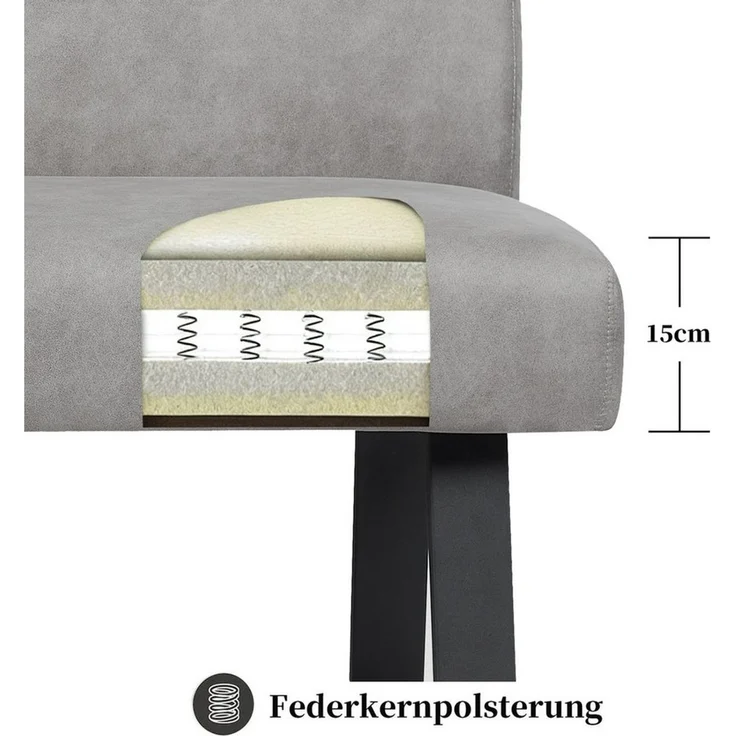 DUBI Möbel Essbank JOYCE, mit Federkernbox gepolstert, mit Rückenlehne, Metallgestell – Bild 3