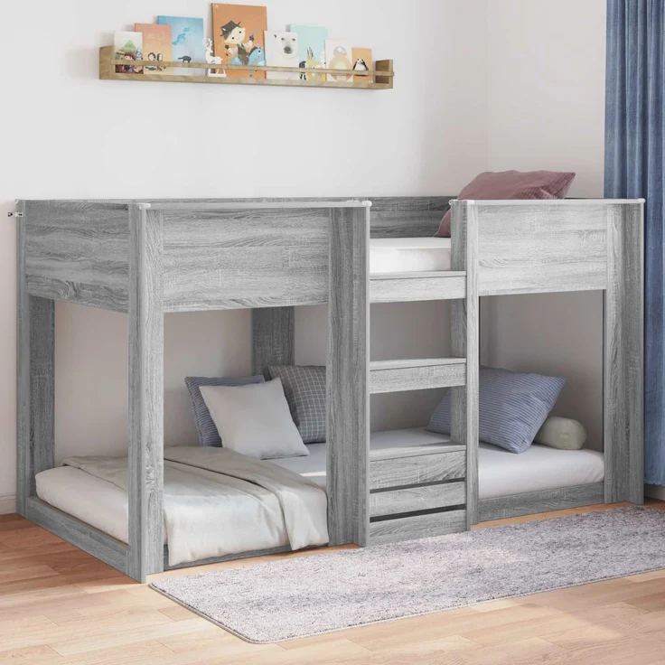 vidaXL Bodenbettrahmen, Holz Grau Sonoma, 71,5x190 cm – Bild 3