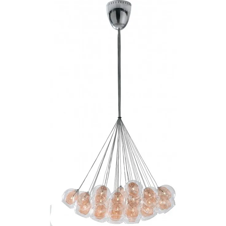 Pendelleuchte Hängeleuchte Hänge Deckenleuchte Metall Glas kupfer145cm Ø. 77 cm