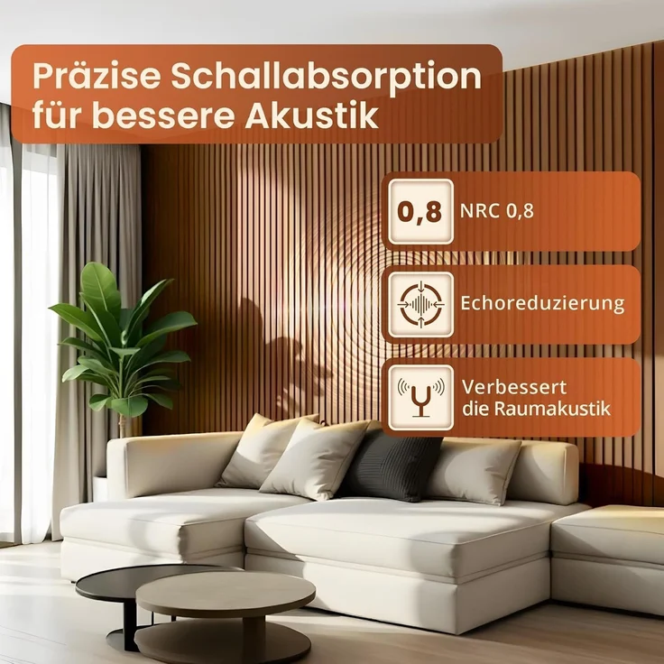 Akustik-Wandpaneel 8er Set Vang 120x60 cm Teakoptik [NEU. HOLZ] – Bild 4