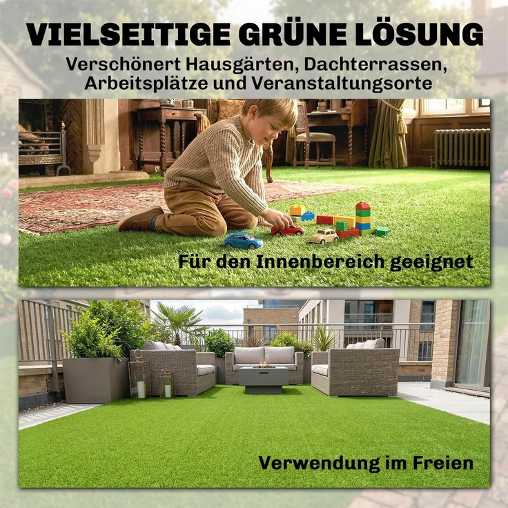 Outsunny Rollrasen, BSF Styrol-Butadien-Latex, Grün, 400L x 100B x 2,5H cm – Bild 8