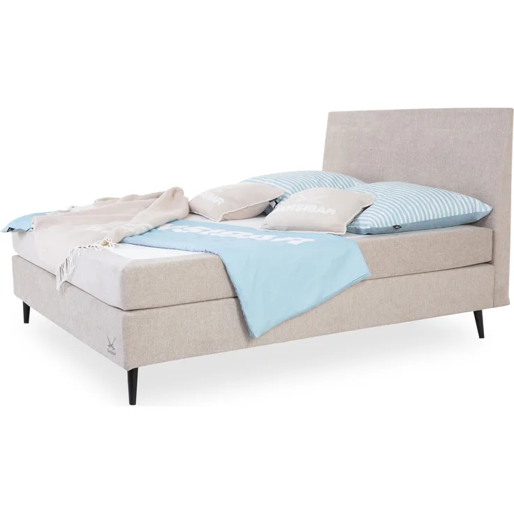 Boxspringbett SANSIBAR POEL LF 160x200 cm beige Box-Spring-Bett Doppelbett