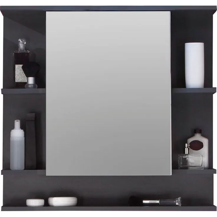 Badezimmer Spiegelschrank Tetis mit Regalfächern und ohne Beleuchtung Graphit grau 72x72 cm Badmöbel