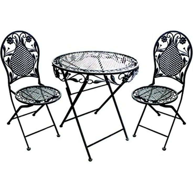Terrassen Set Gartenset Bistroset Sitzgruppe Gartenmöbel klappbar Deko grau 3tlg.