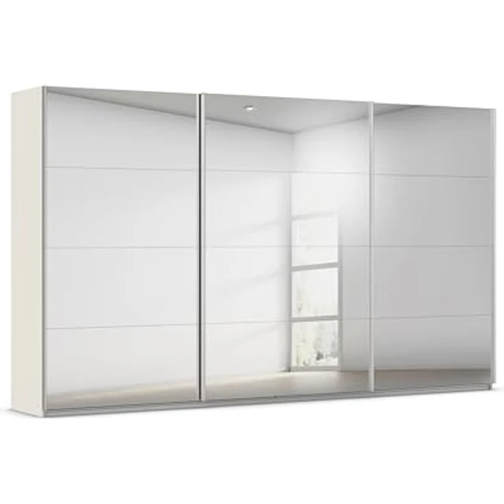 Rauch Möbel Kulmbach, Kleiderschrank mit Schwebetüren für Schlafzimmer, Kinderzimmer, Jugendzimmer, Garderobe, Flur, 3-türig, mit Spiegel, Zubehör Classic, Farbe Beige, Breite 360 cm – Bild 1