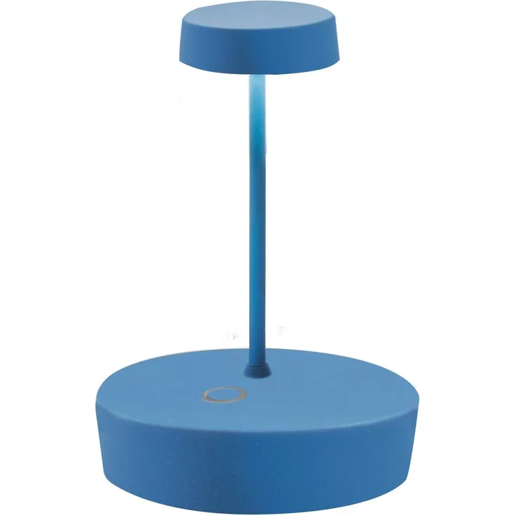 Zafferano, Swap Mini Lampe, Wiederaufladbare und Kabellose Tischlampe mit Touch Control, Geeignet für den Innen- und Außenbereich, Dimmer, 2700 K, Höhe 14,8 cm, Farbe Capri-Blau
