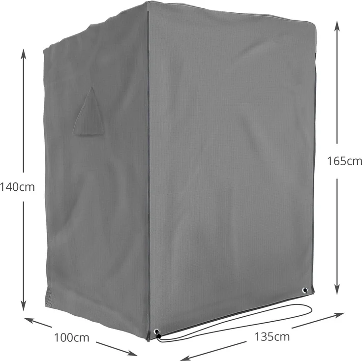 SANZARO Strandkorb Schutzhülle winterfest 135 cm passend für 120 breit – RipStop-Technologie mit 600D Oxford Stoff, Reißfest und UV Beständig, Abdeckhaube für Strandkörbe Wasserdicht, grau – Bild 5