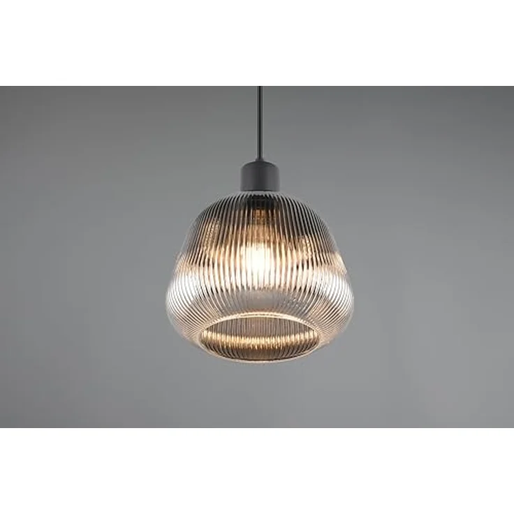 Trio Leuchten Pendelleuchte Tarifa E27, schwarz matte Metall-Glas-Kombination, Ø 22 cm, max. 25W – Bild 4