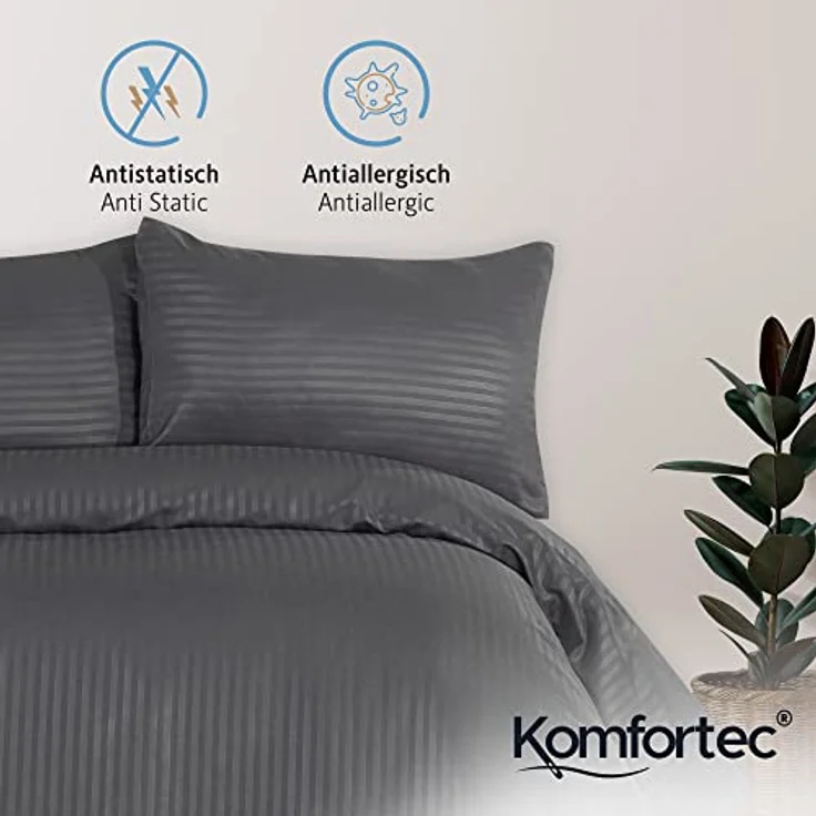Komfortec Bettwäsche Deluxe, 2&3 Teilig, 140x200 cm, 155x220 cm, 200x200 cm oder 220x240 cm, 100 % Mikrofaser (120 g/m), 2 teilig, Bettwäsche-Sets 140x200 cm mit Reißverschluss, Weich und Bügelfrei – Bild 5