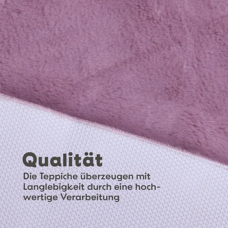 Hochflor Teppich für Wohnzimmer Schlafzimmer - 120x60cm - Flauschiger Fellteppich Shaggy Modern Extra weich Kunstfell - Fell Imitat rose 60x120cm – Bild 4