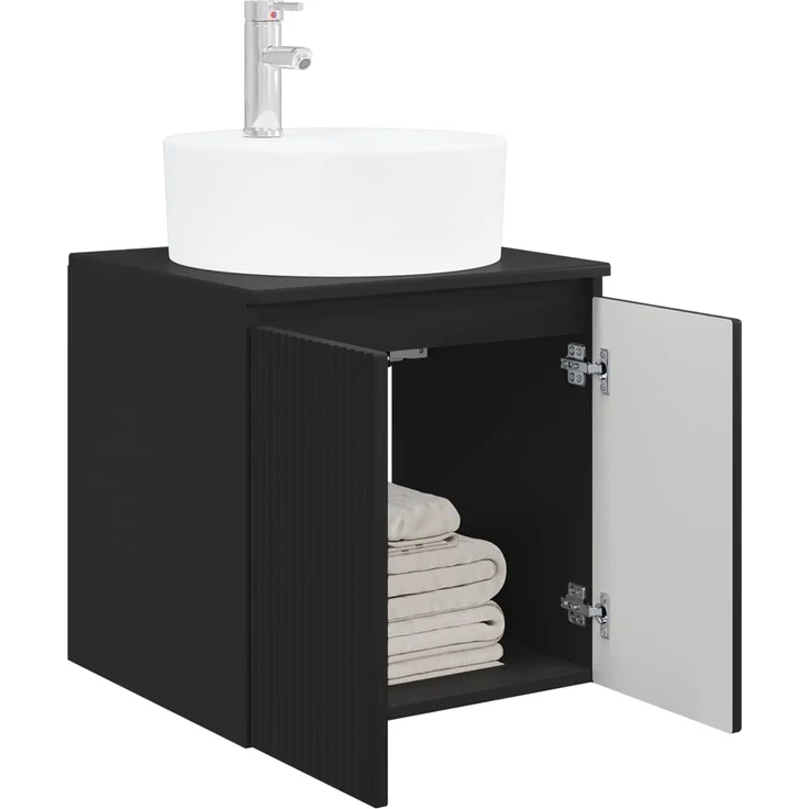 vidaXL Wandmontierter Waschbeckenunterschrank Schwarz 890433 – Bild 3