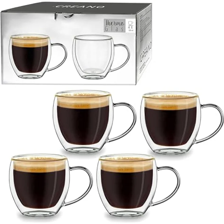 Creano Teeglas Thermoglas Espressoglas hoch, Borosilikatglas, 4 Gläser – Bild 2