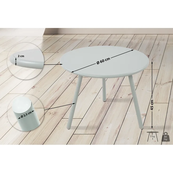 CLP 'Minot' Couchtisch wetterfest und UV-beständig, Polypropylen / Metall, Türkis, ⌀ 60 x 45 cm