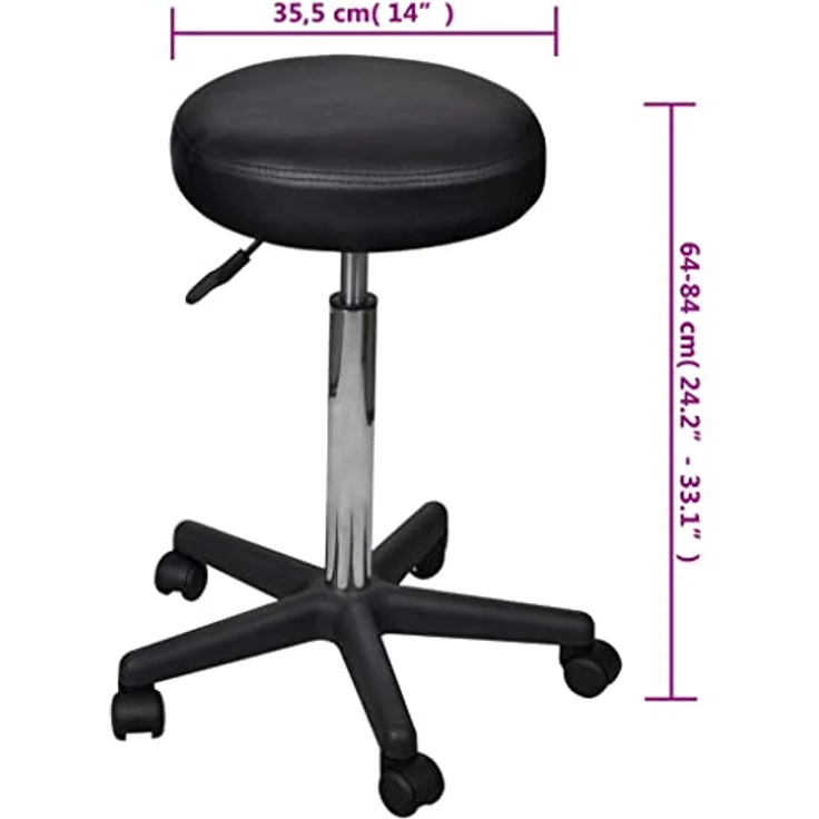 Rollhocker, höhenverstellbar, schwarz – Bild 3