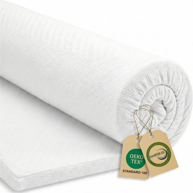 Bundviel, Topper Matratzentopper 7,5 cm hoch H2&H3 Gel-Memory-Schaum 180x200 cm, 7,5 cm hoch, 90x200, 140x200, 160x200 cm, für Hausstauballergiker – Bild 1