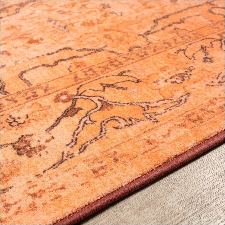 TaraCarpet Teppich Kurzflorteppich TaraCarpet Rainbow Oriental moderner Orientteppich, rechteckig, Höhe: 14 mm, Orientalisches Design in orange auch für das Jugendzimmer – Bild 3