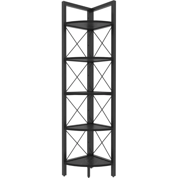 Calicosy 'REMO' Eckregal mit 5 Regale schwarz H160 cm - Schwarz