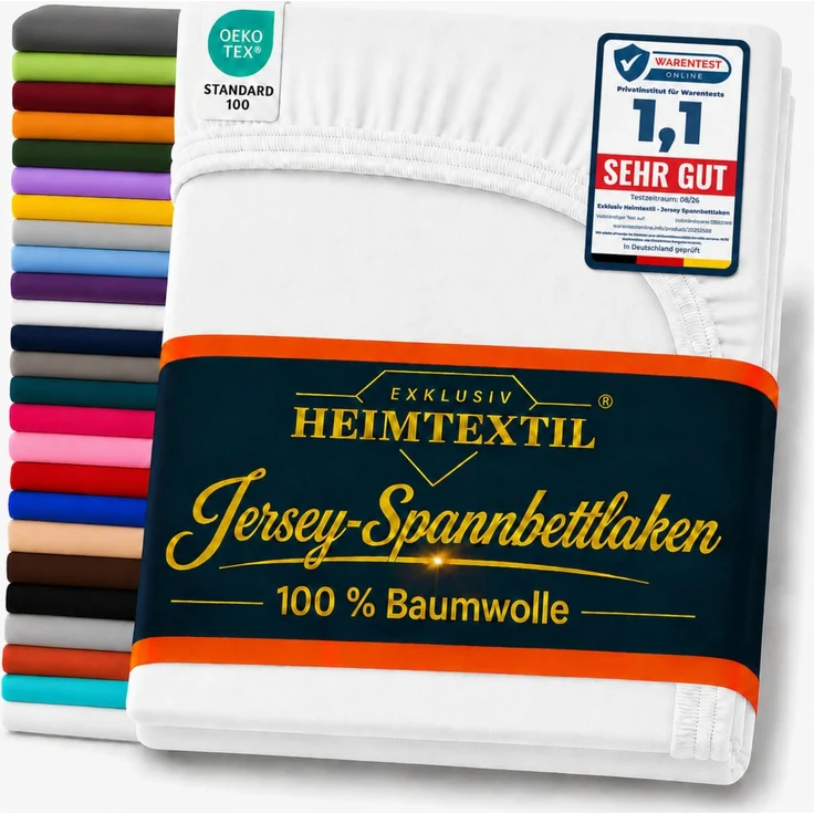 EXKLUSIV HEIMTEXTIL Marke Jersey Spannbettlaken 60x120-70x140 cm Weiss – Bild 1