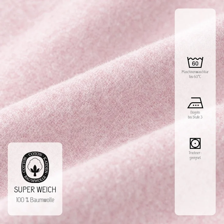 biberna Melange-Flanell Spannbetttuch 0841380 MELANGE UNI, rose, 1x 180x200 cm - 200x200 cm – Bild 5