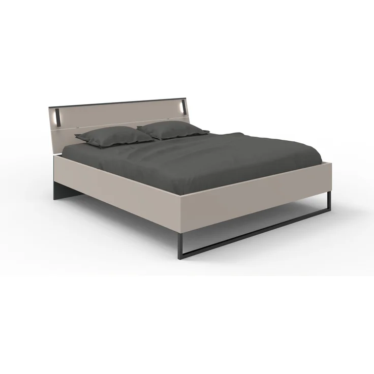 Schlafzimmer-Set >Tilburg< (4tlg.) Schrank, Bett 188x92x210cm, Nachtkommoden, Saharagrau / Grafit – Bild 6