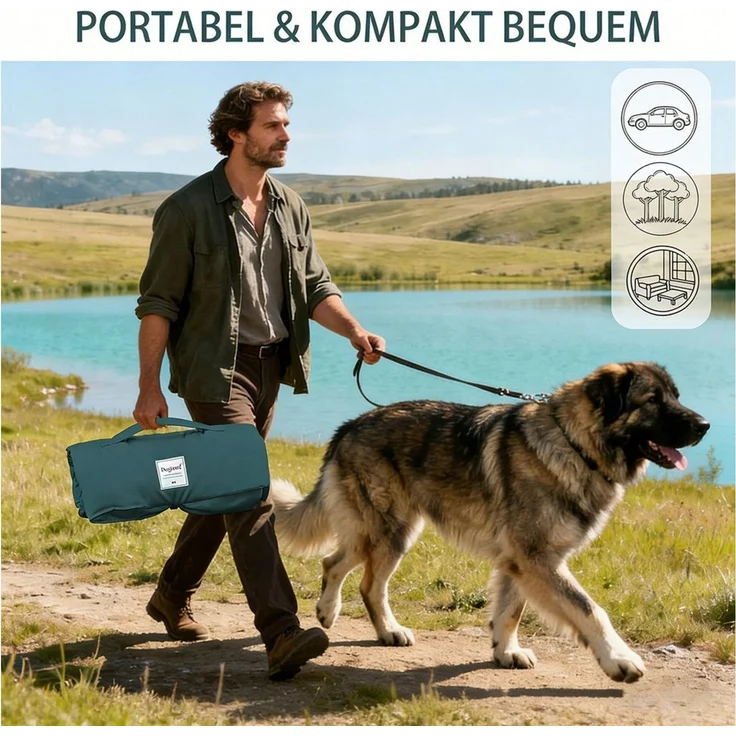Toomoke Hundematte Hundedecke für unterwegs wasserdicht rutschfeste Hundematte 95×65 cm, 100% Polyesterfaser, extra weiches Material, wasserabweisend, Hundekissen für Reise Camping – Bild 4
