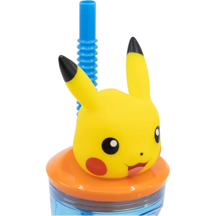 Stor WIEDERVERWENDBARER KINDERBECHER AUS BPA-FREIEM KUNSTSTOFF 430 ML MIT 3D-FIGUR AUF DEM DECKEL | POKEMON DISTORSION, Blau – Bild 3