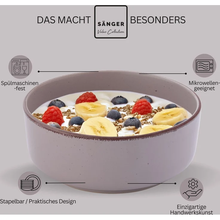 SÄNGER Steingut Schalen Bombay Erdfarben 4 teilig – Bild 4