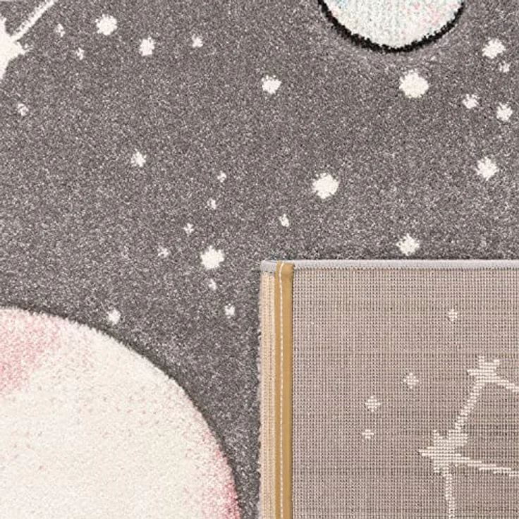 Paco Home Kinder-Teppich, Spiel-Teppich Für Kinderzimmer Mit Planeten Und Sternen, In Grau, Grösse:160x230 cm – Bild 7