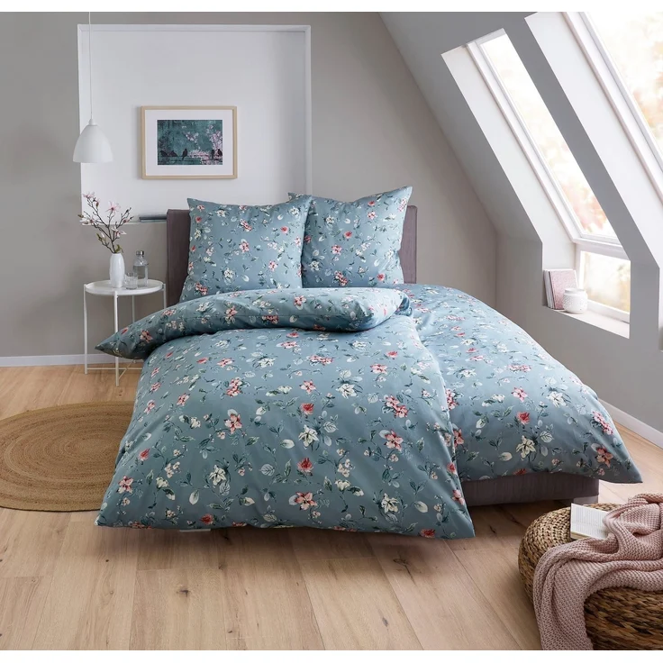 Kleine Wolke Bettwäsche Florina, Mako-Satin, 2 teilig, mit floralem Dessin – Bild 2