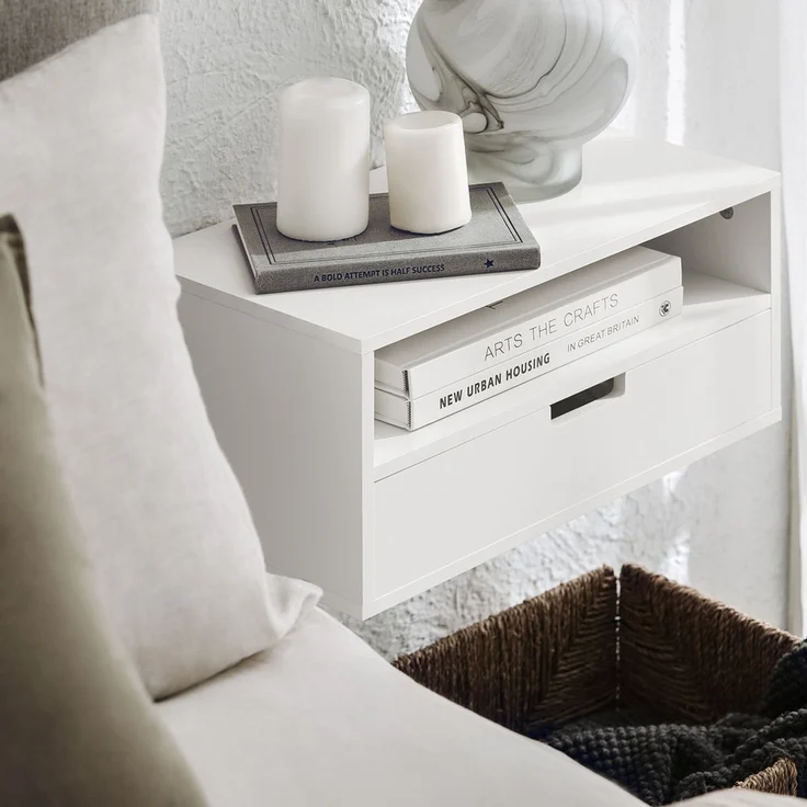 SoBuy NKD03-W Bettablage, MDF, Lackiert, Weiß, 45 x 22 x 25 cm – Bild 4